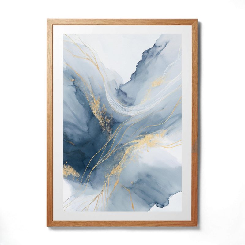 0206 Blue and Gold Watercolour Abstract