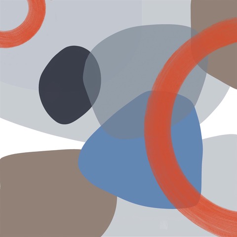 Blue, Grey Shapes Orange Circles