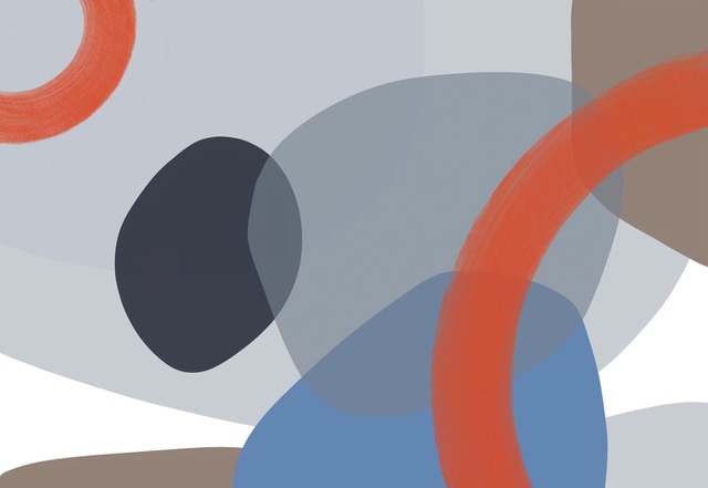 Blue, Grey Shapes Orange Circles