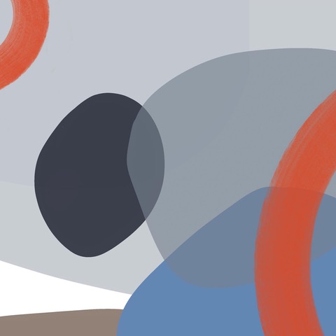 Blue, Grey Shapes Orange Circles