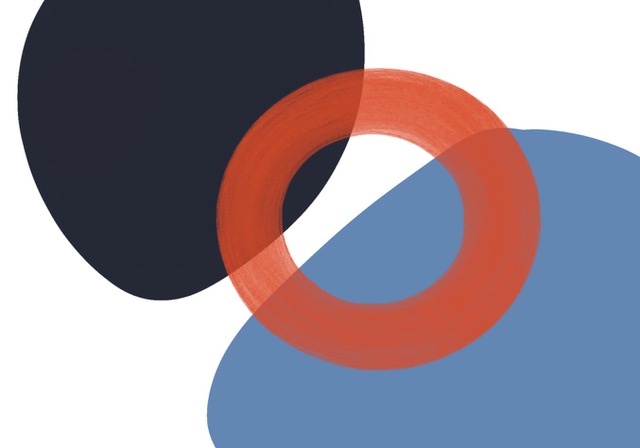 Blue Shapes Orange Circle Abstract