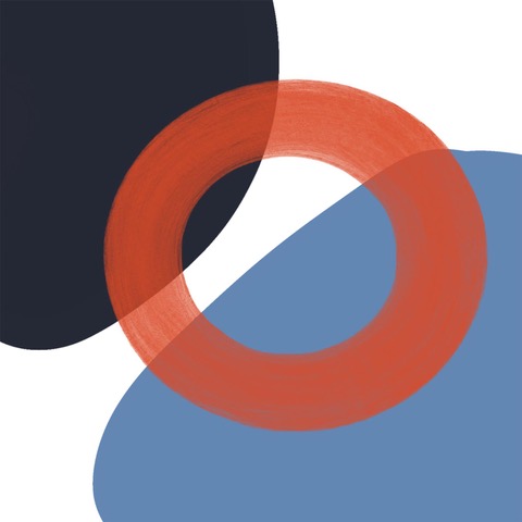 Blue Shapes Orange Circle Abstract