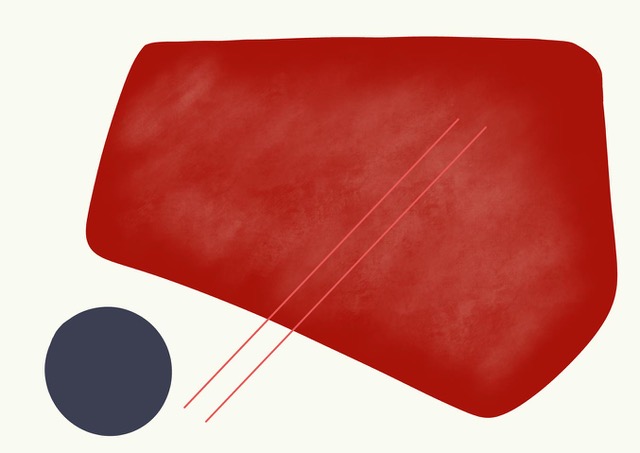 Red & Navy Organic Shapes Abstract