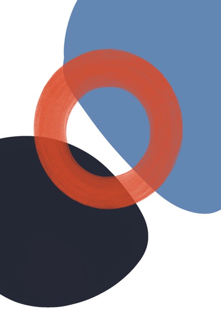 Blue Shapes Orange Circle Abstract